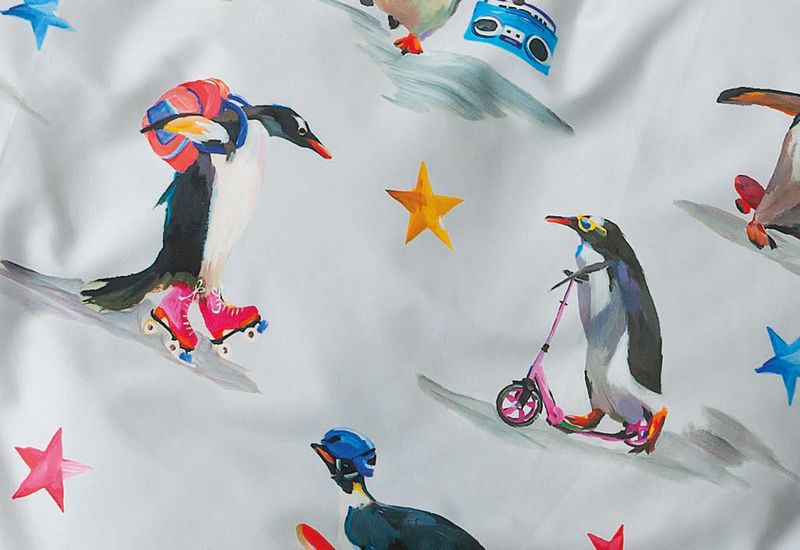 Satin-Bettwäsche Modern Art Pinguin – Bild 2